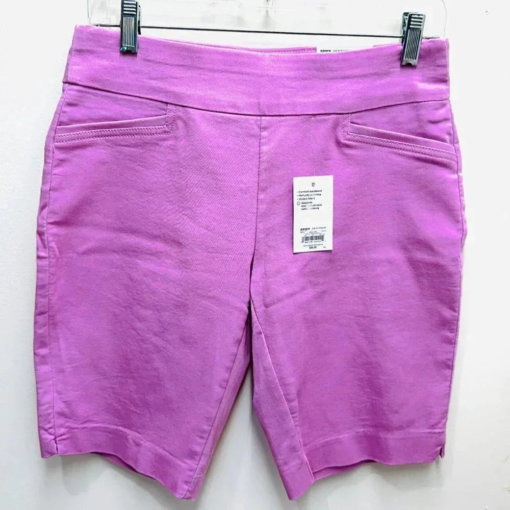 NWT CROFT & BARROW Women Mid Rise LiLac Bermuda Shorts Petite Size 4P Regular